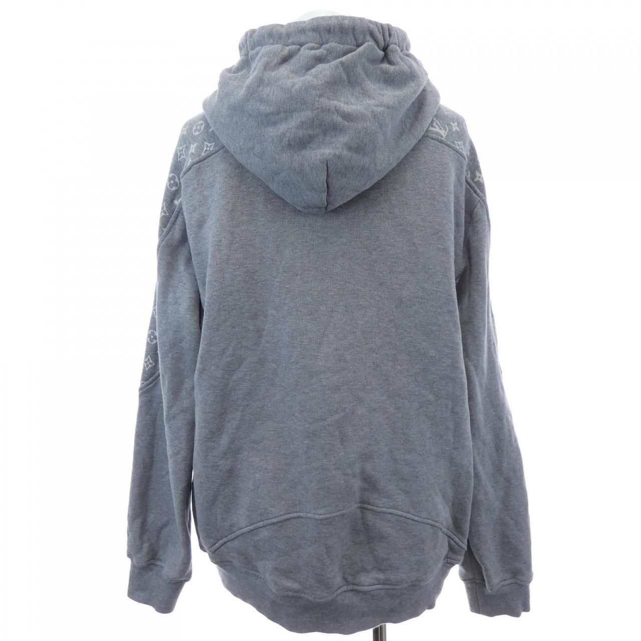 ルイヴィトンモノグラム　サークルカット　パーカー　スウェット グレー LOUIS VUITTON ルイ・ヴィトン モノグラム サークルカットフーディ