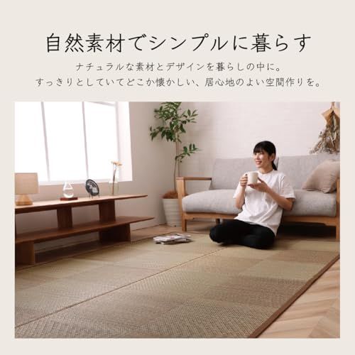  イケヒコ い草 ラグ カーペット マット DXノア 滑り止め 不織布 約 江戸間3畳 裏貼り ブラック ナチュラル シンプル モダン 市松 格子 消臭 防臭 抗菌 4130110 その他 フェイスケア