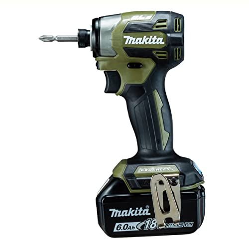 マキタ Makita 充電式インパクトドライバ オリ ブ 18 V 6 Ah バッテリ2本 充電器 ケース付