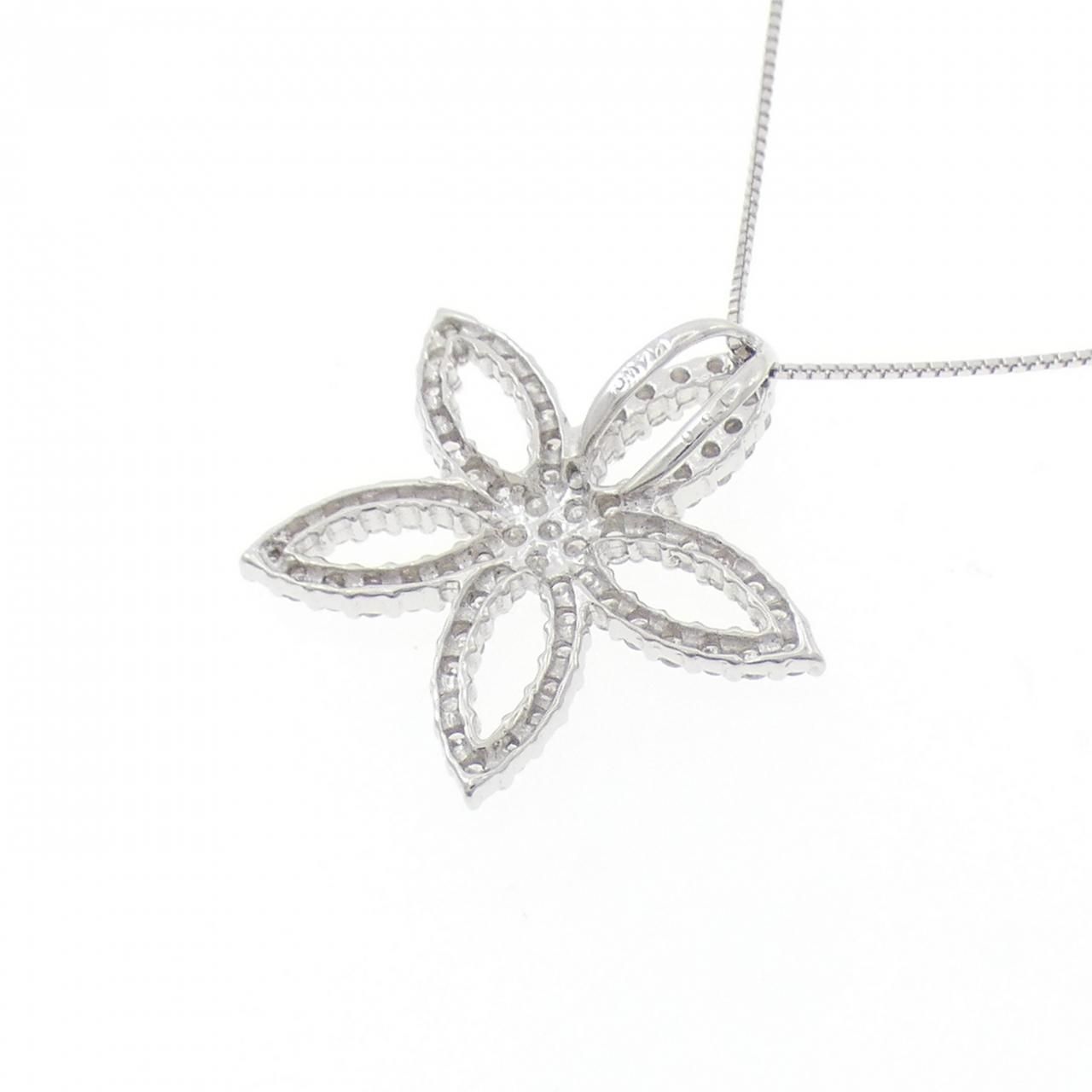 K14WG/K10WG フラワー ダイヤモンド ネックレス 0.50CT - メルカリ