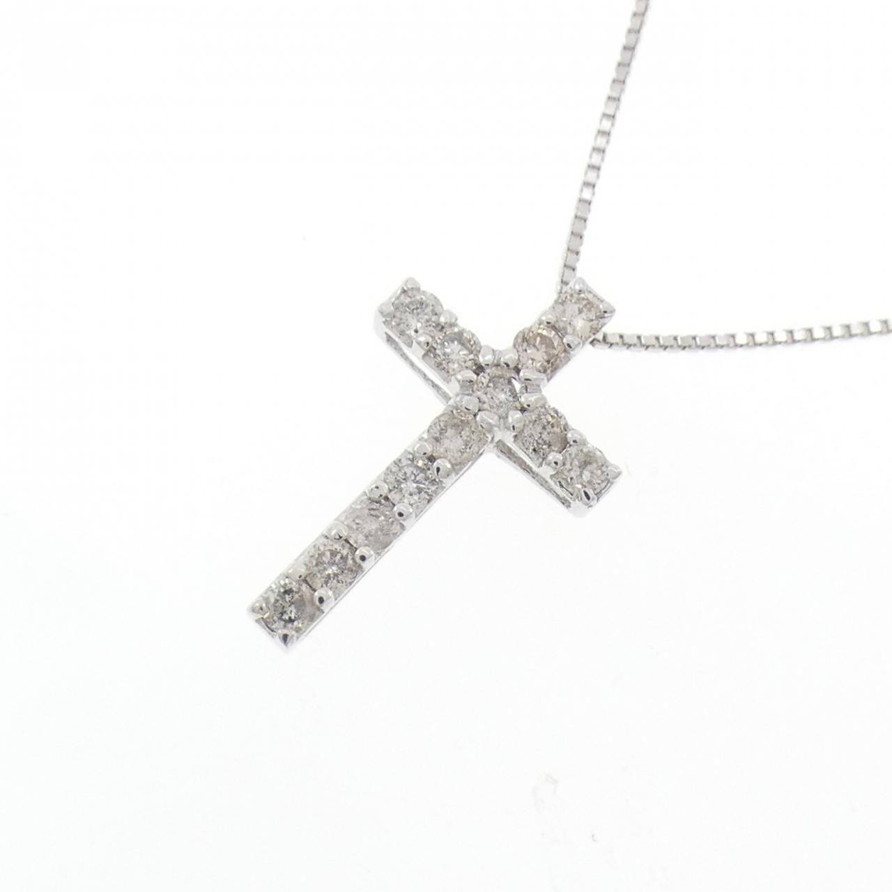 K14WG/K10WG クロス ダイヤモンド ネックレス 0.20CT 【公式通販】