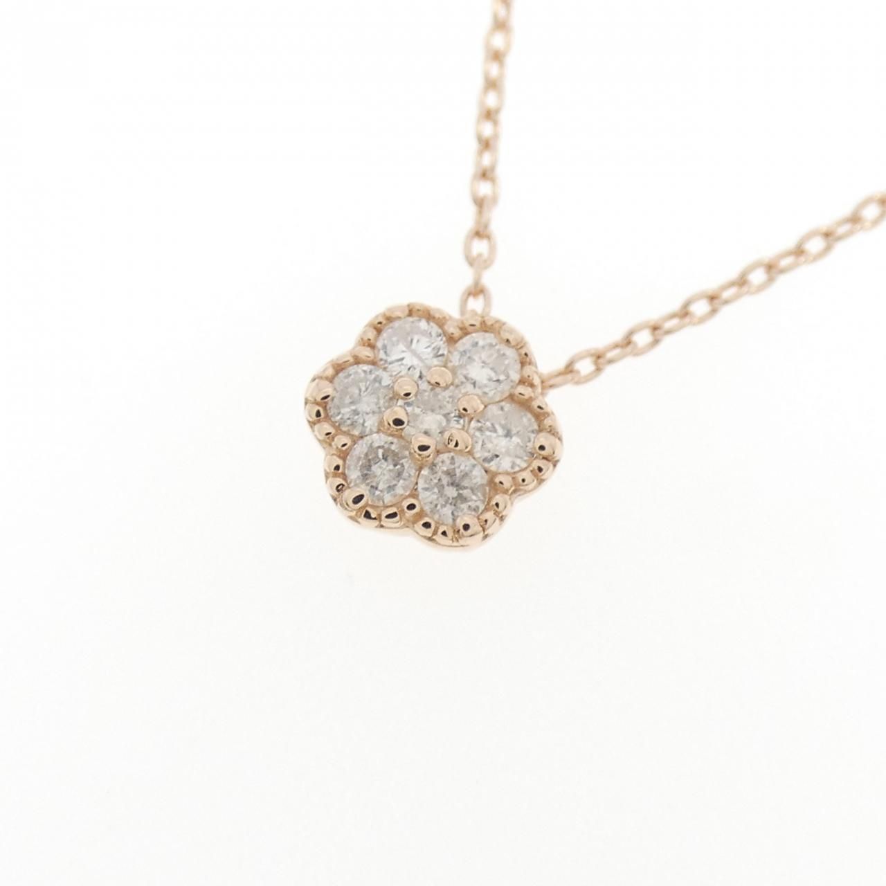新品★未使用★45cm k10PG ネックレス K10PG フラワー ダイヤモンド ネックレス 0.16CT - メルカリ
