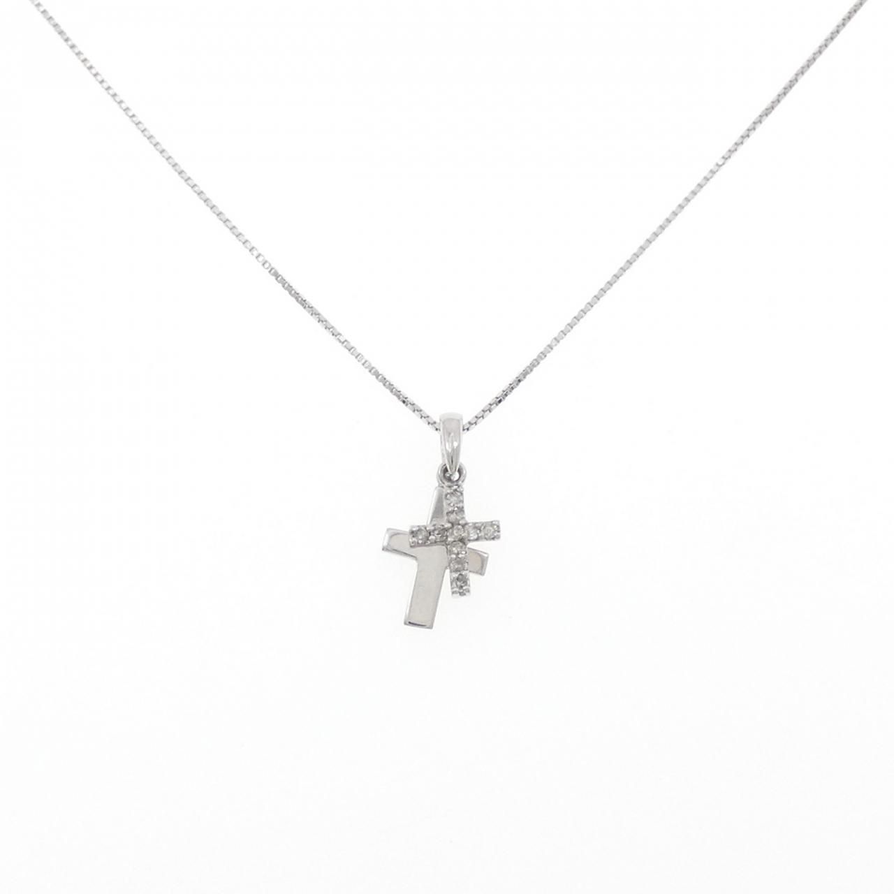 K14WG/K10WG クロス ダイヤモンド ネックレス - メルカリ