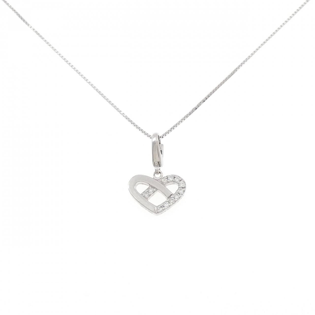 専用　jour en jour ハート型ネックレス k10 WG ダイヤモンド Jour en jour]リボンハートダイヤネックレス[K10]