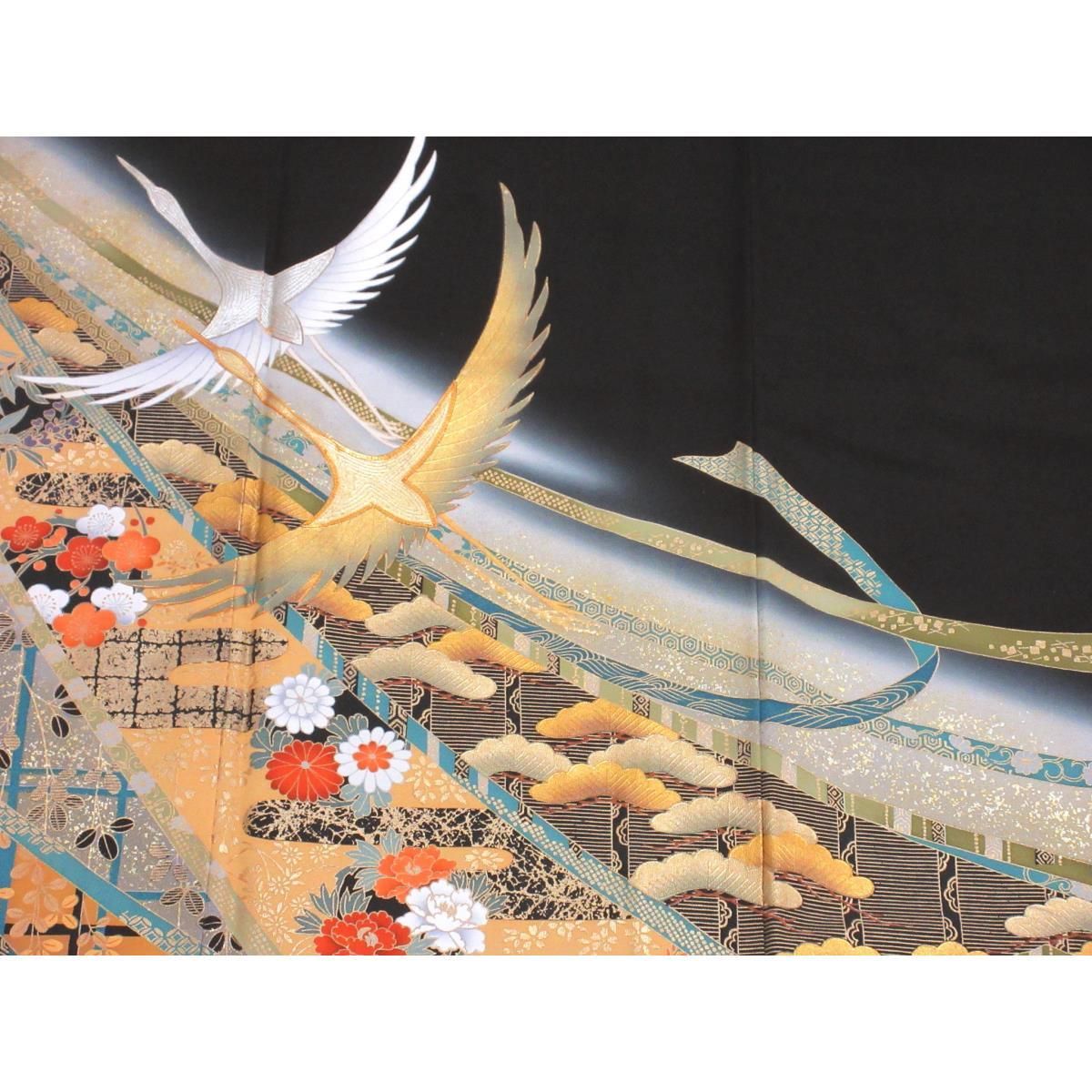 留袖 友禅金彩加工 刺繍入りボカシ染 丸に菊菱 - メルカリ