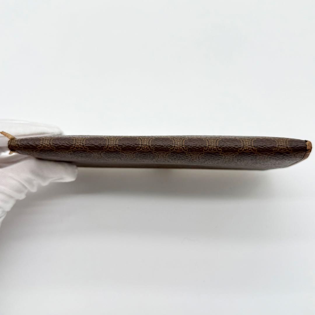 良品】CELINE マカダム柄 トリオンフ がま口 長財布 ヴィンテージ 茶