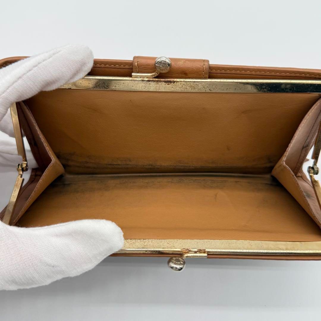 良品】CELINE マカダム柄 トリオンフ がま口 長財布 ヴィンテージ 茶