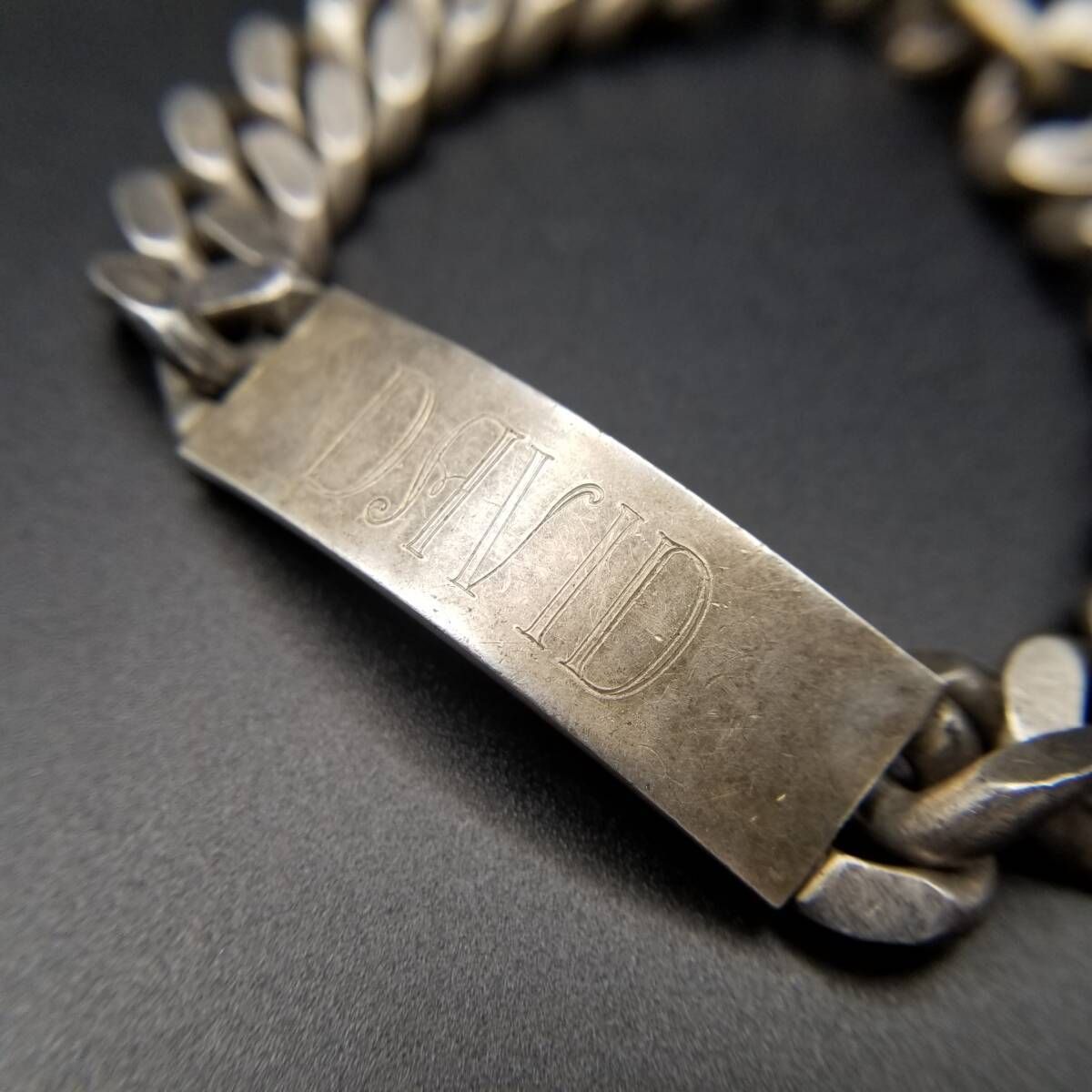 IDタグ 長方形プレート 喜平チェーン 925 シルバー ヴィンテージ