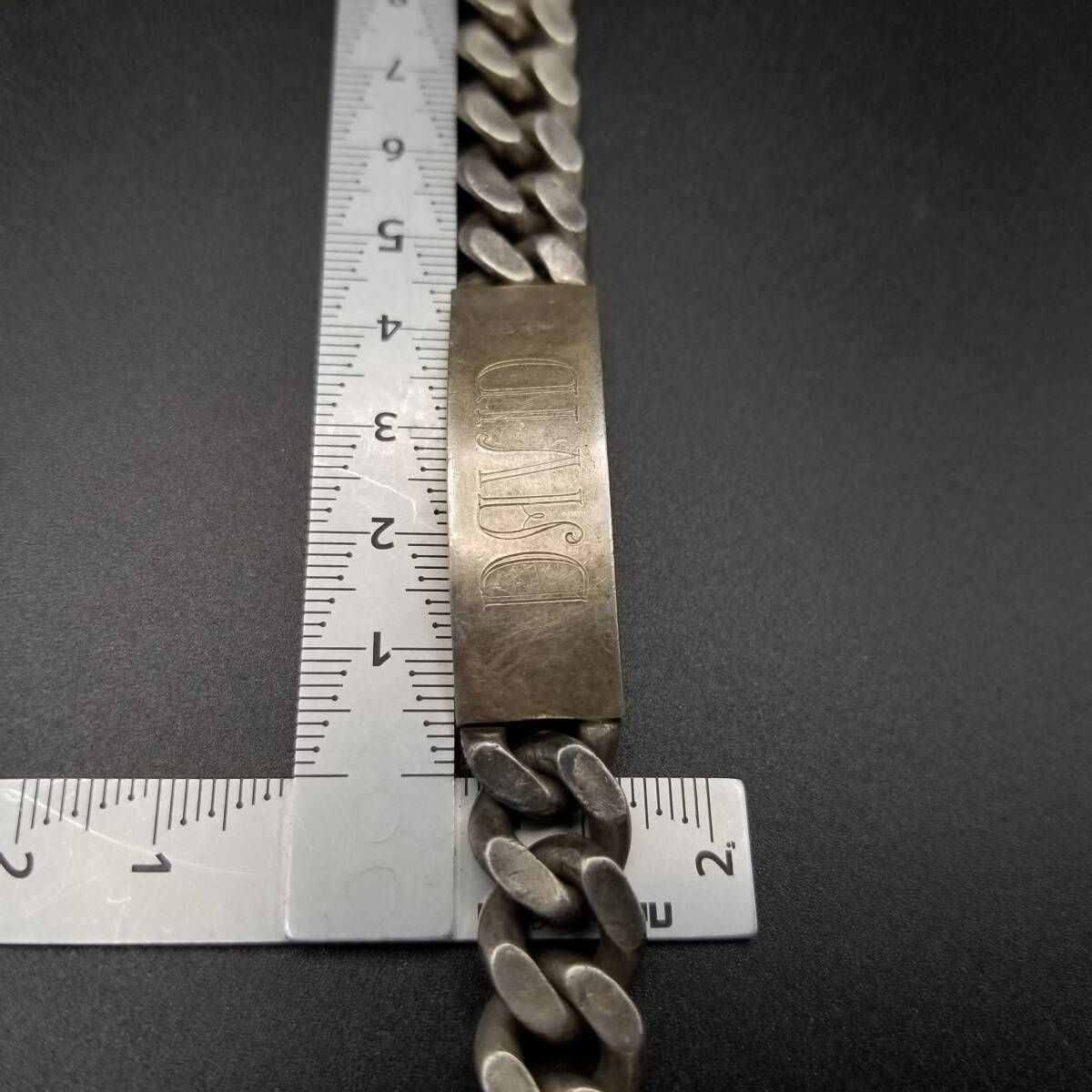 IDタグ 長方形プレート 喜平チェーン 925 シルバー ヴィンテージ