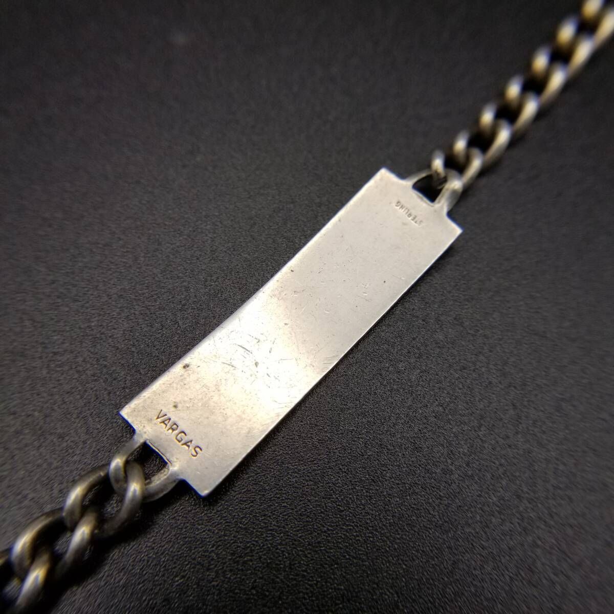  VARGAS社製 IDタグ 長方形プレート 喜平チェーン 925 シルバー ヴィンテージ ブレスレット 銀 ネーム彫金 BILLY LITTLE 華奢 Y 18 R その他 美術品 アンティーク コレクション