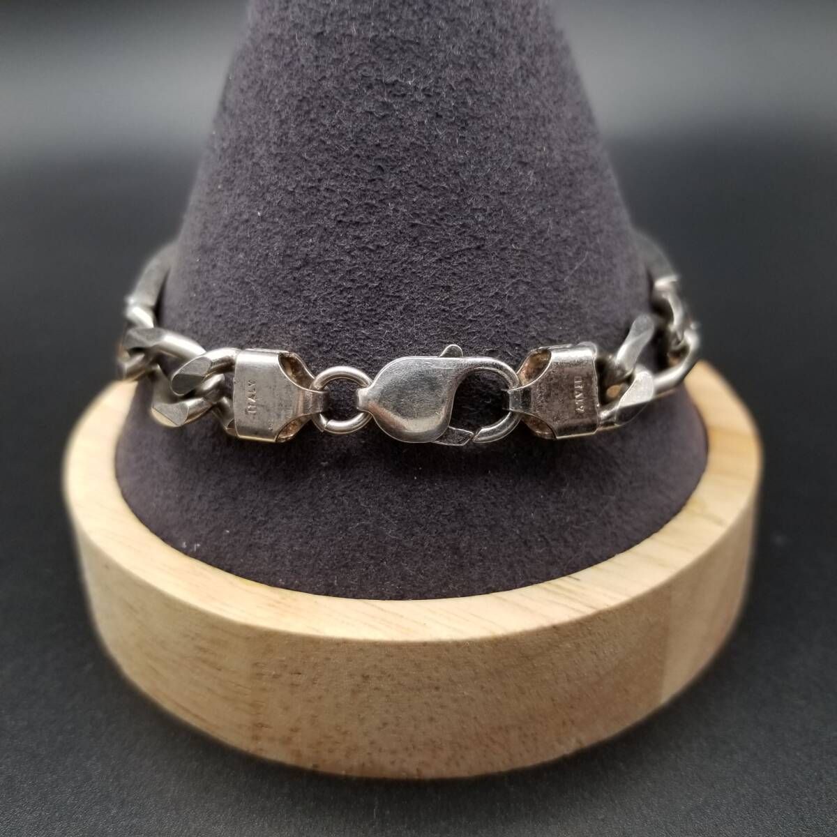  イタリア ネーム タグ プレート スクエア型 チェーン 925 アーミー ヴィンテージ シルバー ブレスレット バングル ジュエリー 輸入 Y 18 S ブレスレット アクセサリー