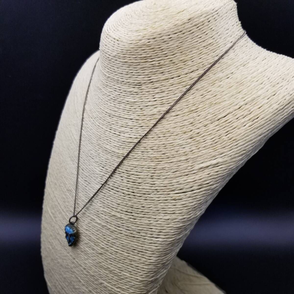 WWII期 スウィートハートジュエリー リボン ブルーエナメル 925