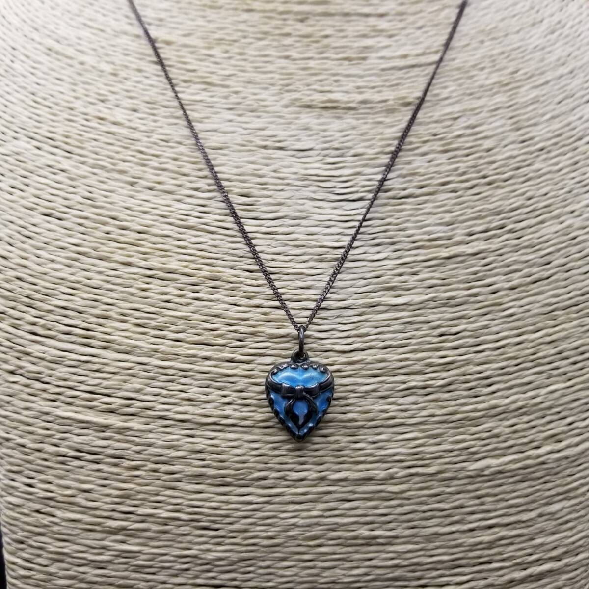 WWII期 スウィートハートジュエリー リボン ブルーエナメル 925