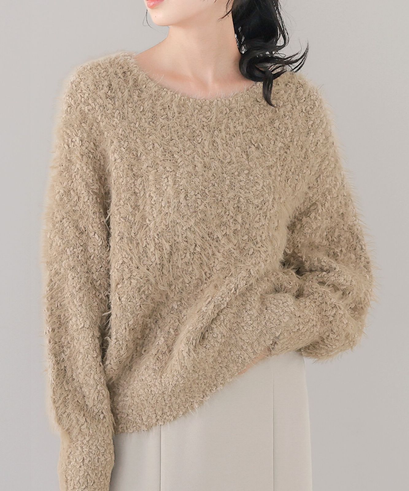 【BORDERSatBALCONY】BD2111-1B-47 PEARL ROUND NECK TOP パールラウンドネック トップ七分袖カットソー BORDERSatBALCONY】BD2111-1B-47 PEARL ROUND NECK TOP パール