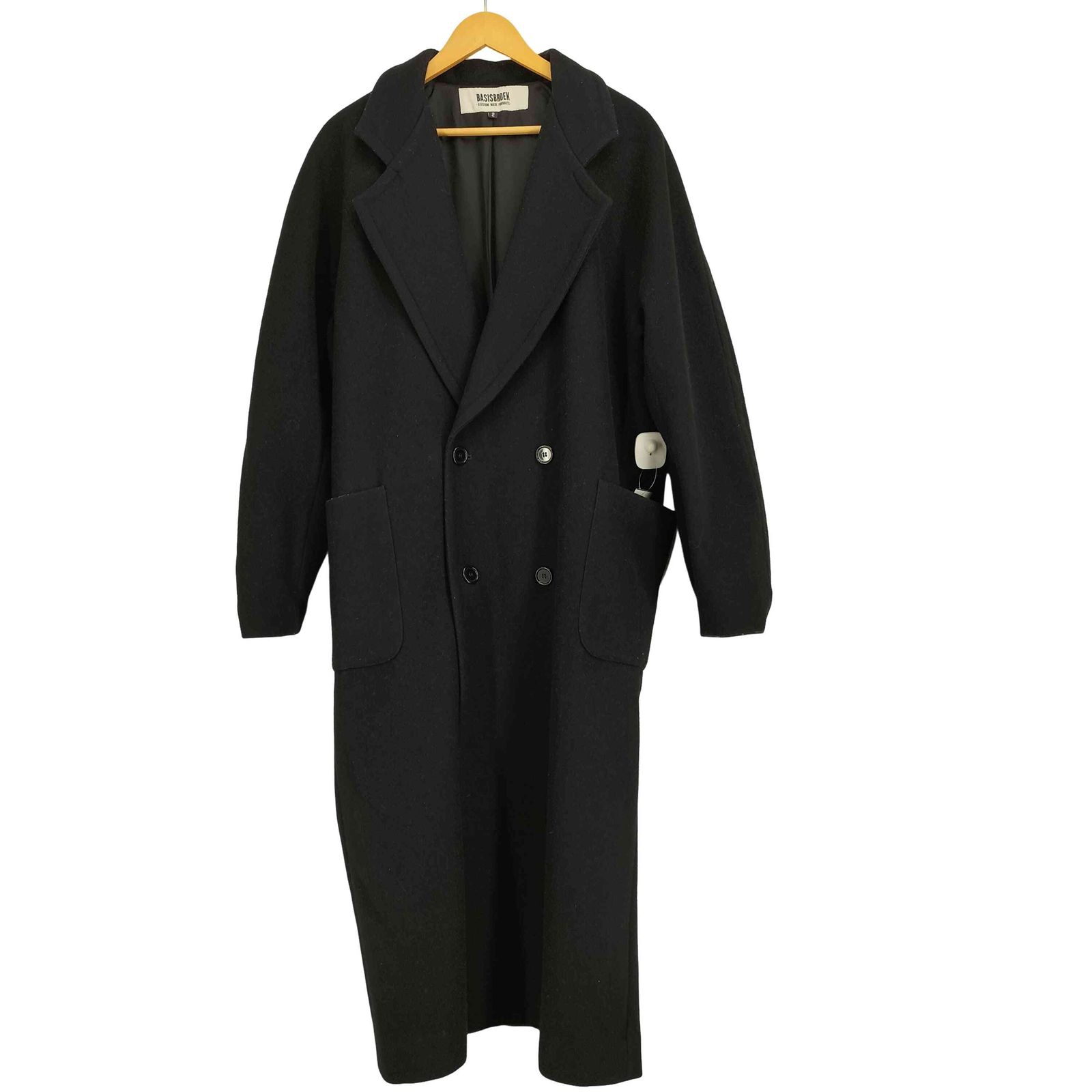 【BASISBROEK】 ダブル ウール チェスター ロング コート ブラック バージズブルック BASISBROEK ウール ダブルチェスター コート メンズ