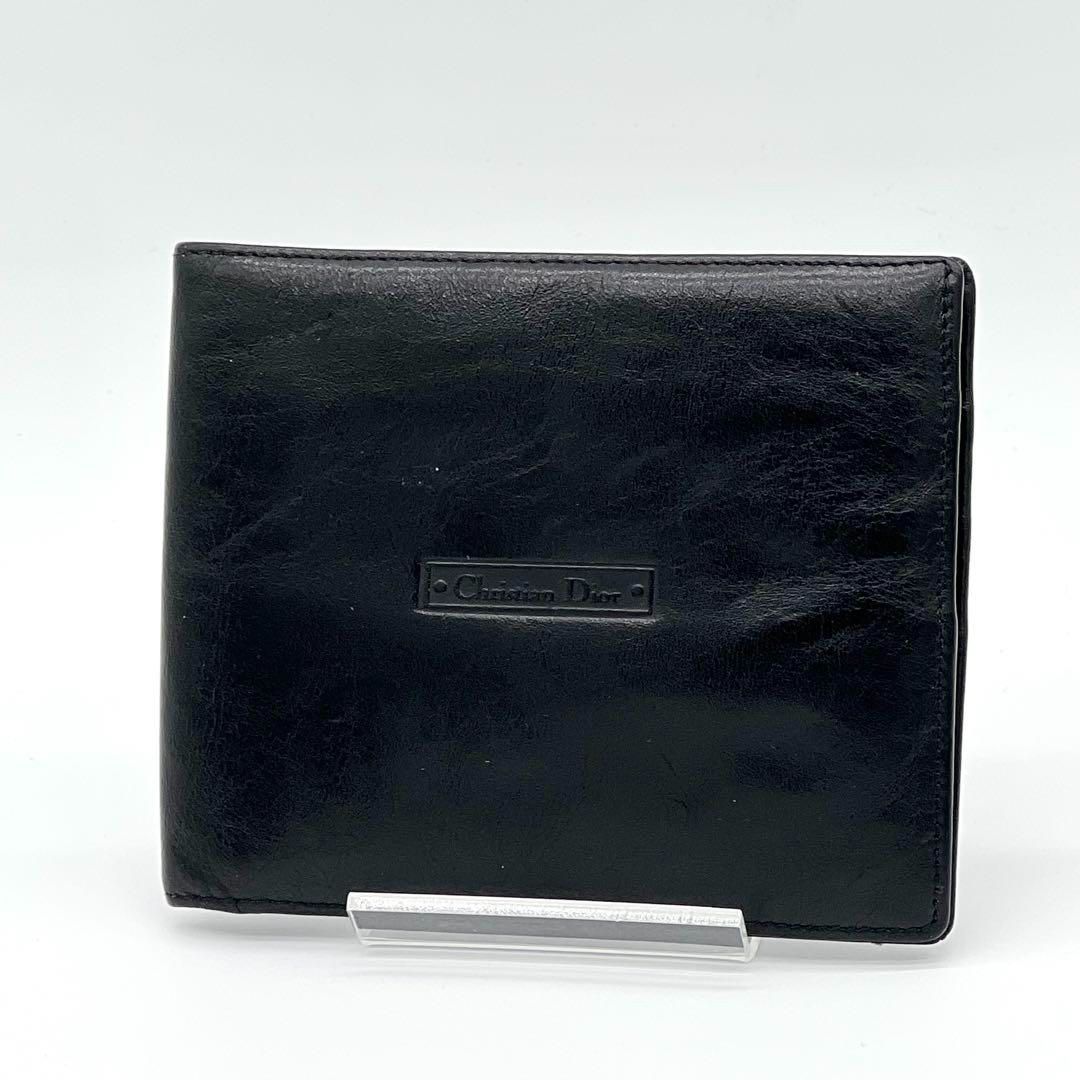 Dior 二つ折り財布 コンパクトウォレット ミニ財布 レザー 黒色
