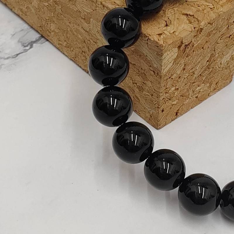 135：【魔除けの王道】ブラックオニキス10mmブレスレット 16cm 強力