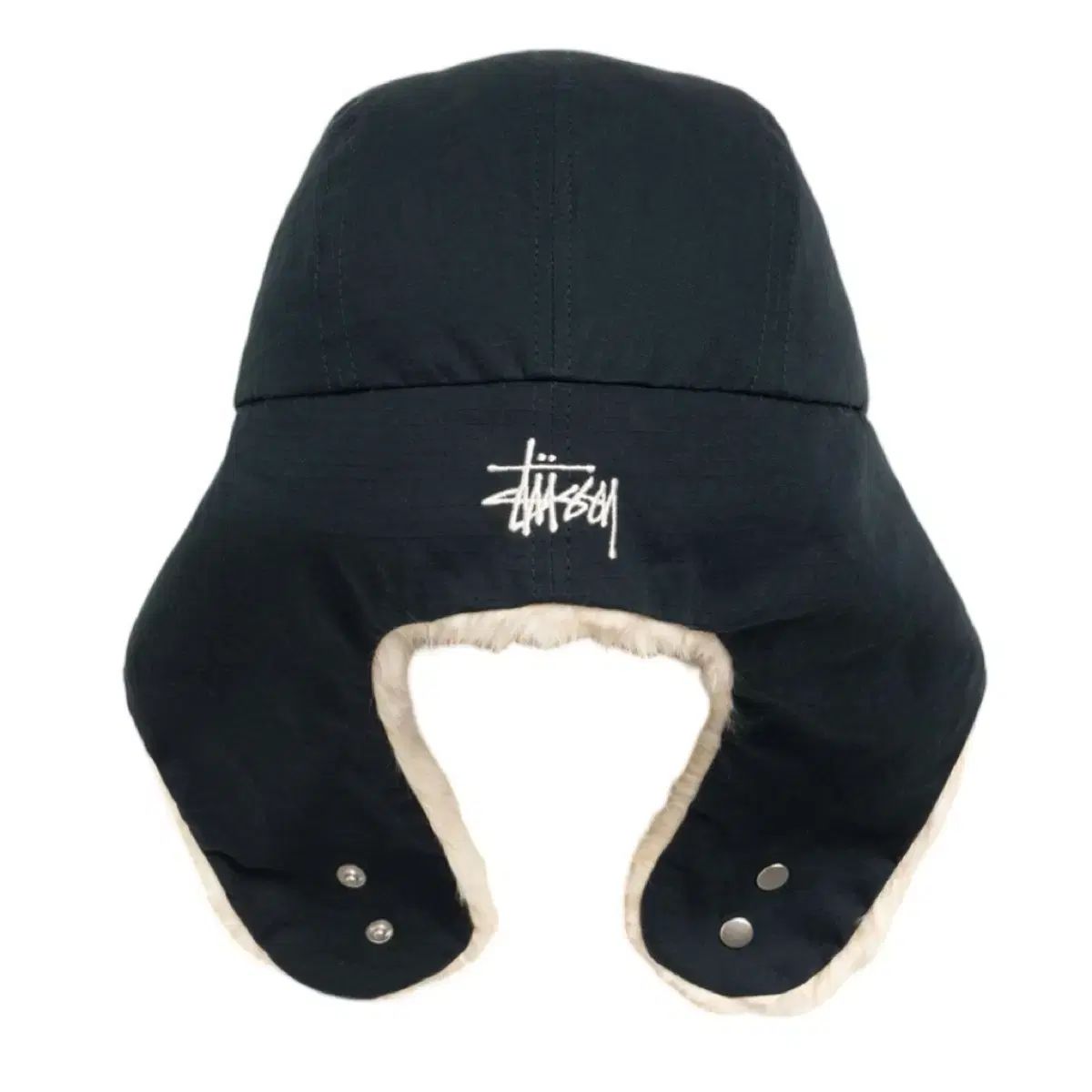 S M STUSSY リップストップ トラッパー キャップ ネイビー