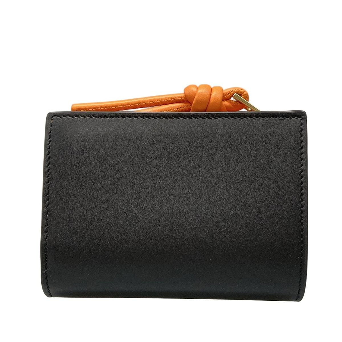 LOEWE(ロエベ) 2つ折り財布美品 - 黒×オレンジ L字ファスナー レザー
