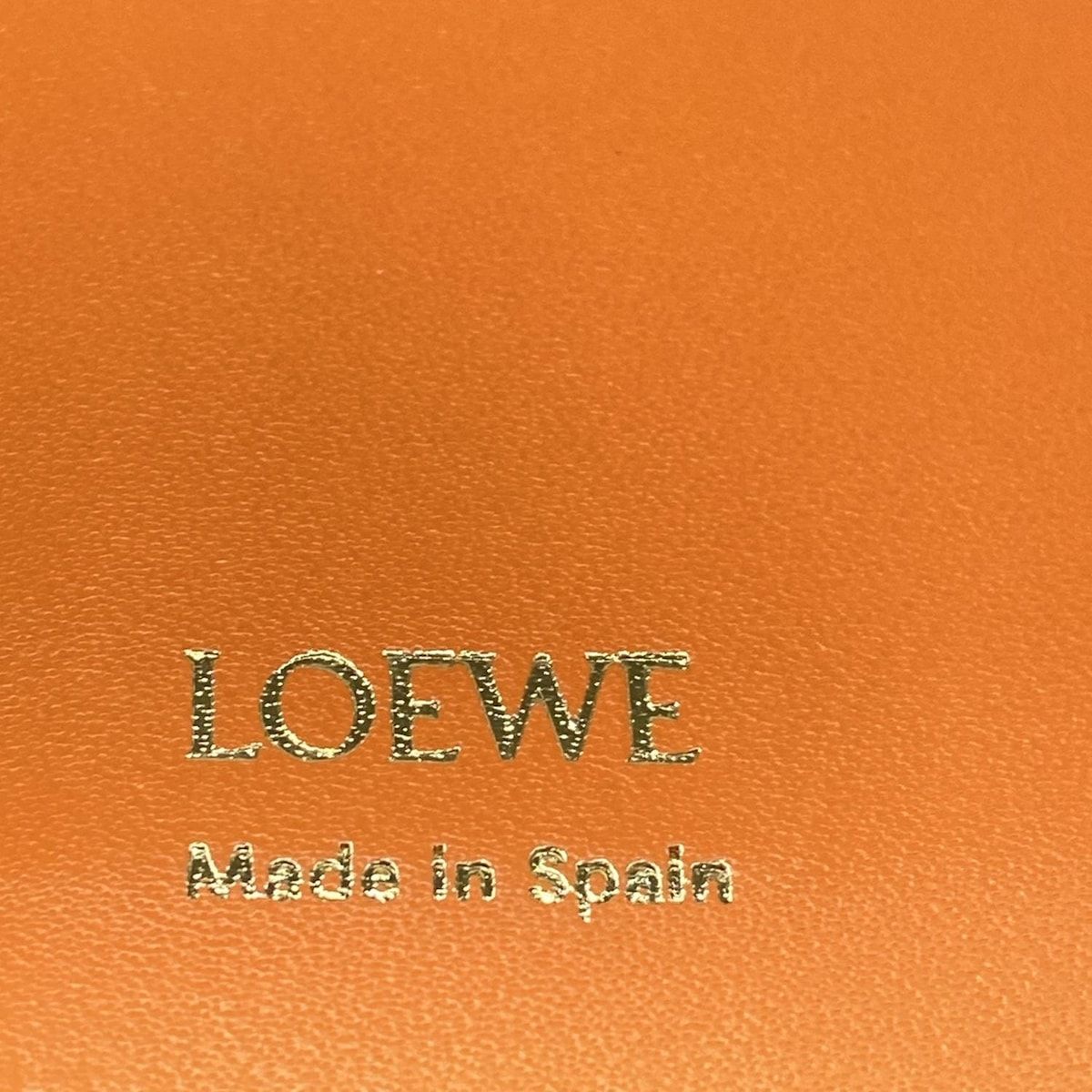 LOEWE(ロエベ) 2つ折り財布美品 - 黒×オレンジ L字ファスナー レザー LOEWE(ロエベ) 2つ折り財布美品 - 黒×オレンジ L字ファスナー レザー