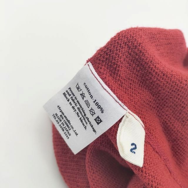 45R/45rpm コットン ニット帽 ニットキャップ レッド レディース