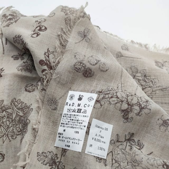 R&D.M.Co- licavuo別注 ガーゼショールスカーフ 定価8800円 ストール