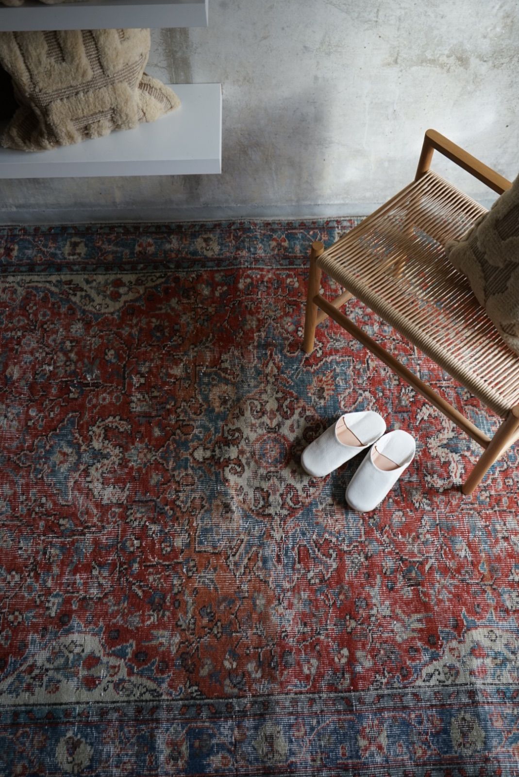 ヴィンテージラグ トルコ イスパルタ ターコイズ レッド 1970年代 261 155 cm No TR 25212