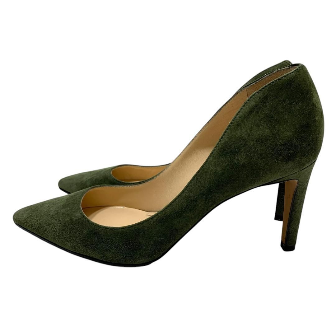 極美品 PELILICO ペリーコ ポインテッドトゥパンプス37 グリーン 極美