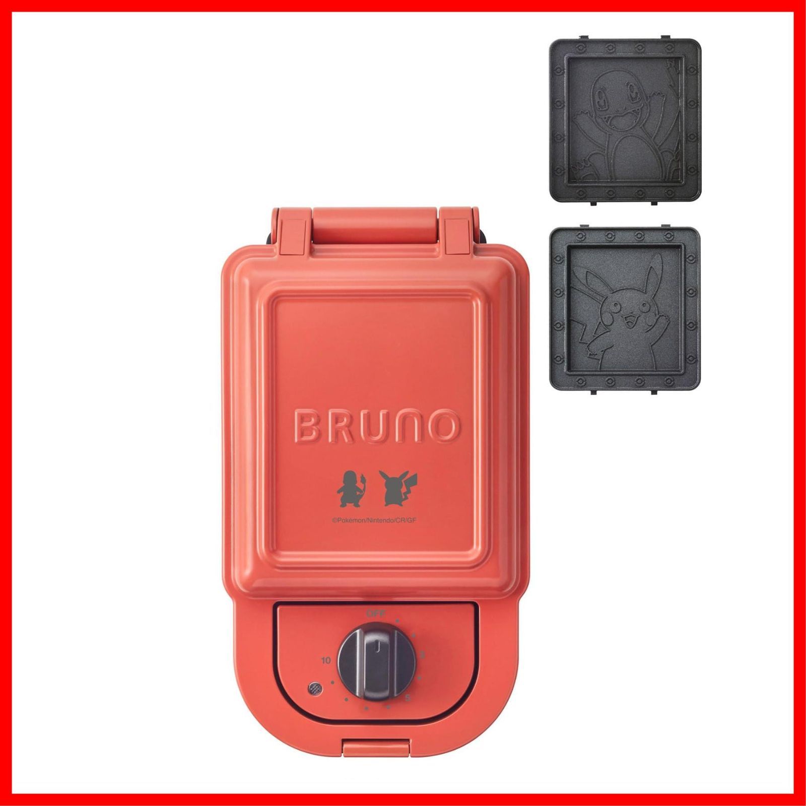 赤 ヒトカゲ ピカチュウ ギフト レッド プレゼント コンパクト 耳まで焼ける 電気 BOE 131-RD シングル ホットサンドメーカー ポケモン BRUNO