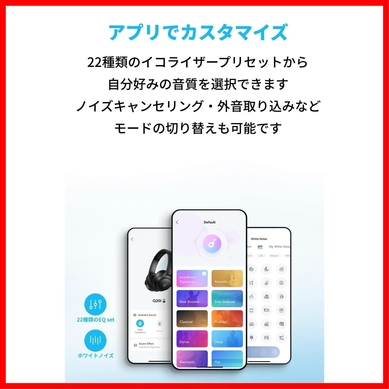 ワイヤレス 5 0 ヘッドホン ハイブリッドアクティブノイズキャンセリング ハイレゾ対応 有線 Q 20 i Bluetooth 外音取り込みモード 重低音 Soundcore 最大60時間長時間音楽再生 Anker サウンド