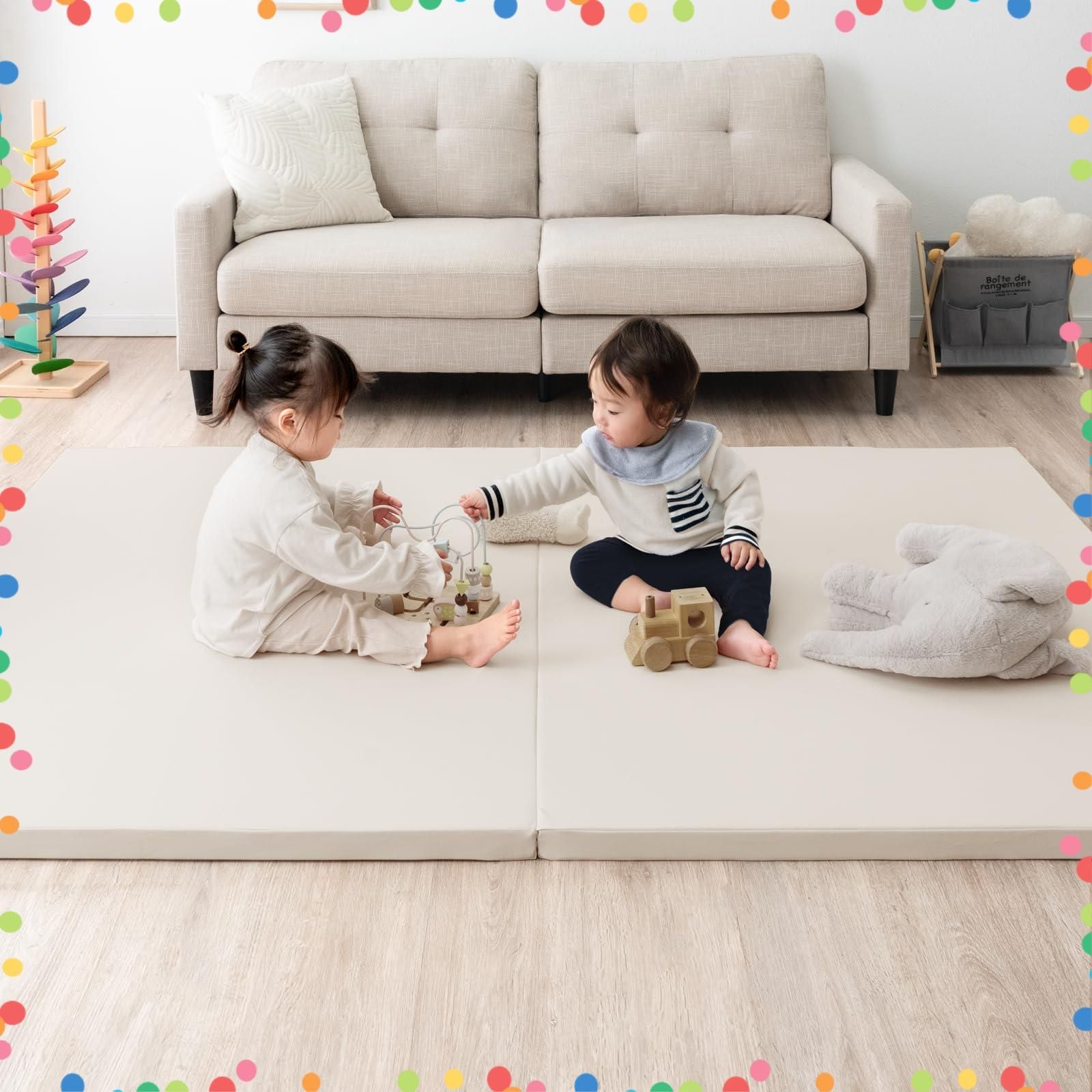 折りたたみ 155 厚み プレイマット 4㎝ 防水 防音 軽量 タンスのゲン ベビーマット 折りたたみマット 101681