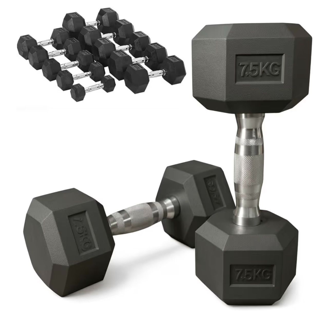 新品】□全国の大手ジムに多数導入□ 高密度ヘックスダンベル 7.5kg×2