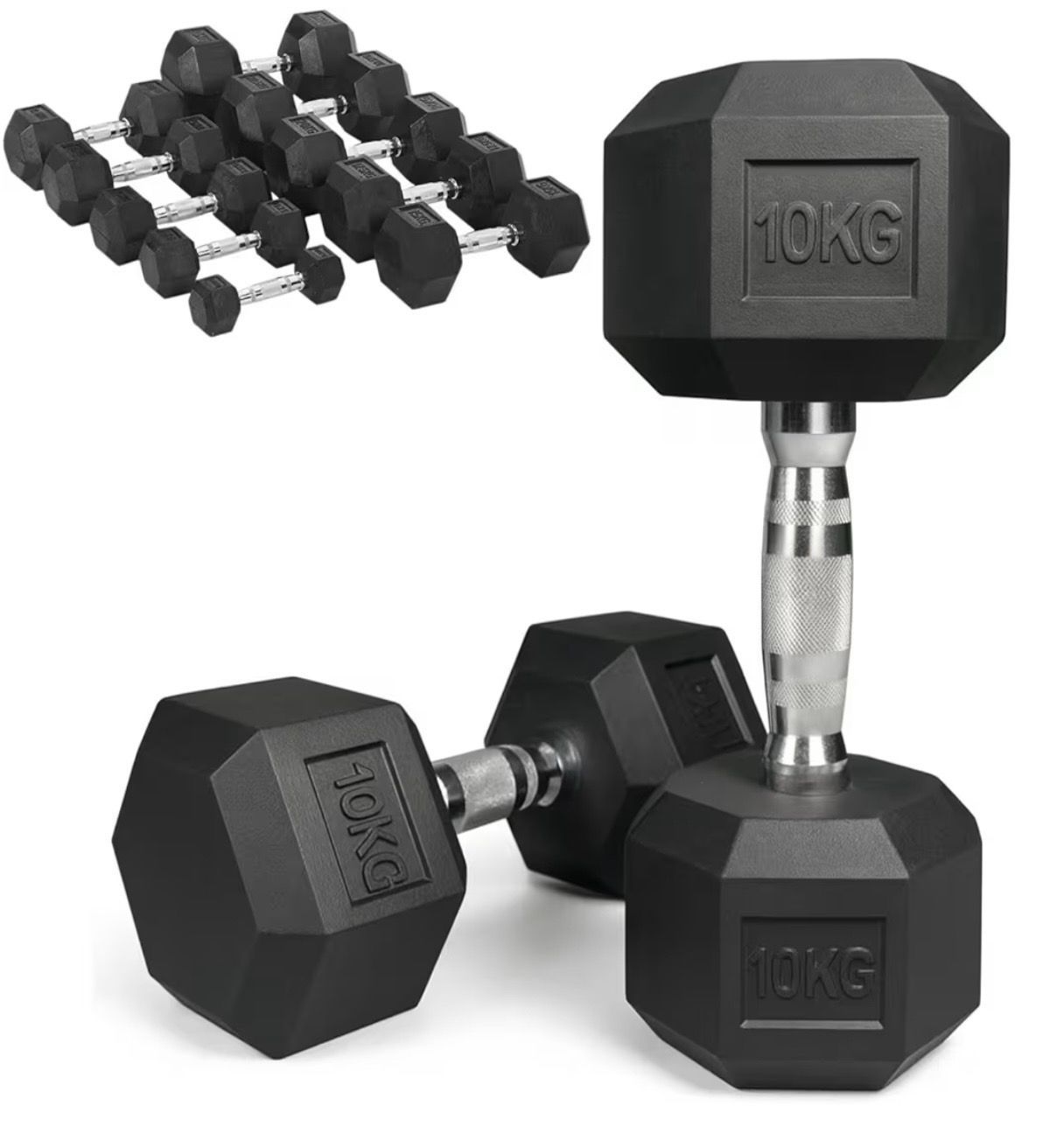 ヘキサゴンダンベル10kg　（六角ダンベル） ★ 新品】□全国の大手ジムに多数導入□ 高密度ヘックスダンベル 10kg×2個