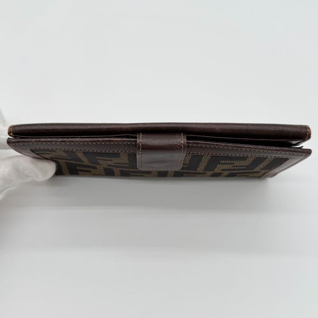 フェンディ　ズッカ柄　美品　FFロゴ　長財布　レザー　キャンバス　ビンテージ 良品】FENDI ズッカ柄 長財布 キャンバス レザー ヴィンテージ 茶色