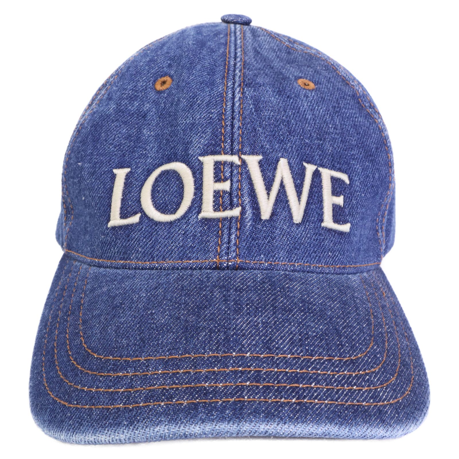 【新品未使用】LOEWE ロエベ　デニム キャップ LOEWE ロエベ 【新品同様/国内正規】ロゴ刺繍 デニム キャップ S
