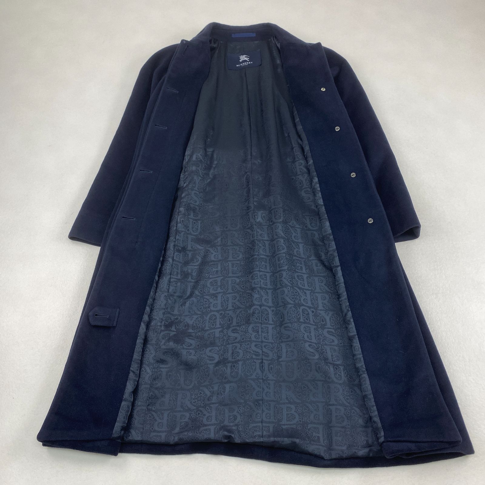 未使用✨バーバリーロンドン　キッズ　100 濃紺　ウールコート　アンゴラ バーバリーロンドン ロングコート アンゴラ ベルテッド 裏地総柄 11 L