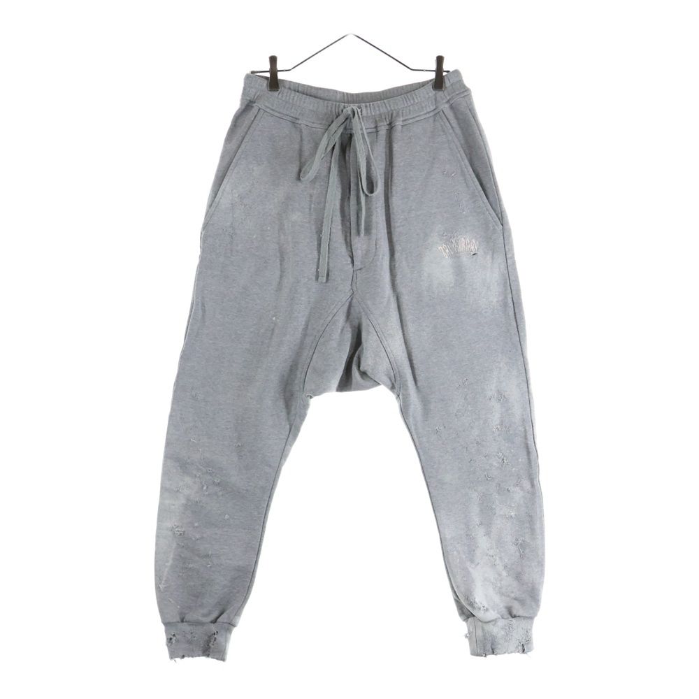 Z.VARGAS ザックバルガス ダメージ加工 ロゴ刺繍 スウェットパンツ グレー