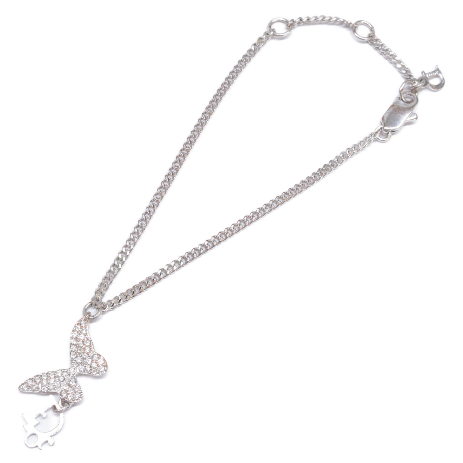 【美品】Christian Dior ラインストーン ロゴ バッグチャーム DIOR ディオール ロゴチャーム ラインストーン バタフライトップ