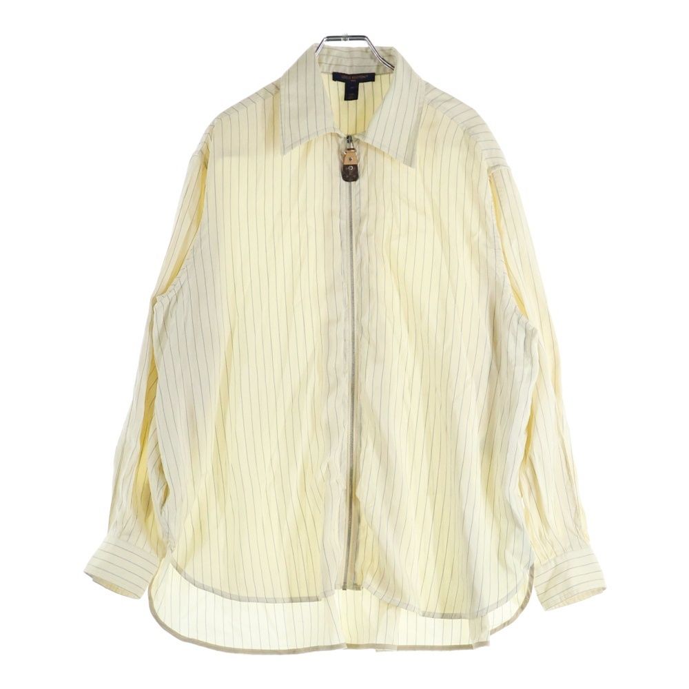 LOUIS VUITTON ルイヴィトン 23 AW ストライプ総柄 モノグラム ジップアップ サイドスリット 長袖シャツ ブラウス イエロー レディース RW 232 W Z 83 FPBL 25