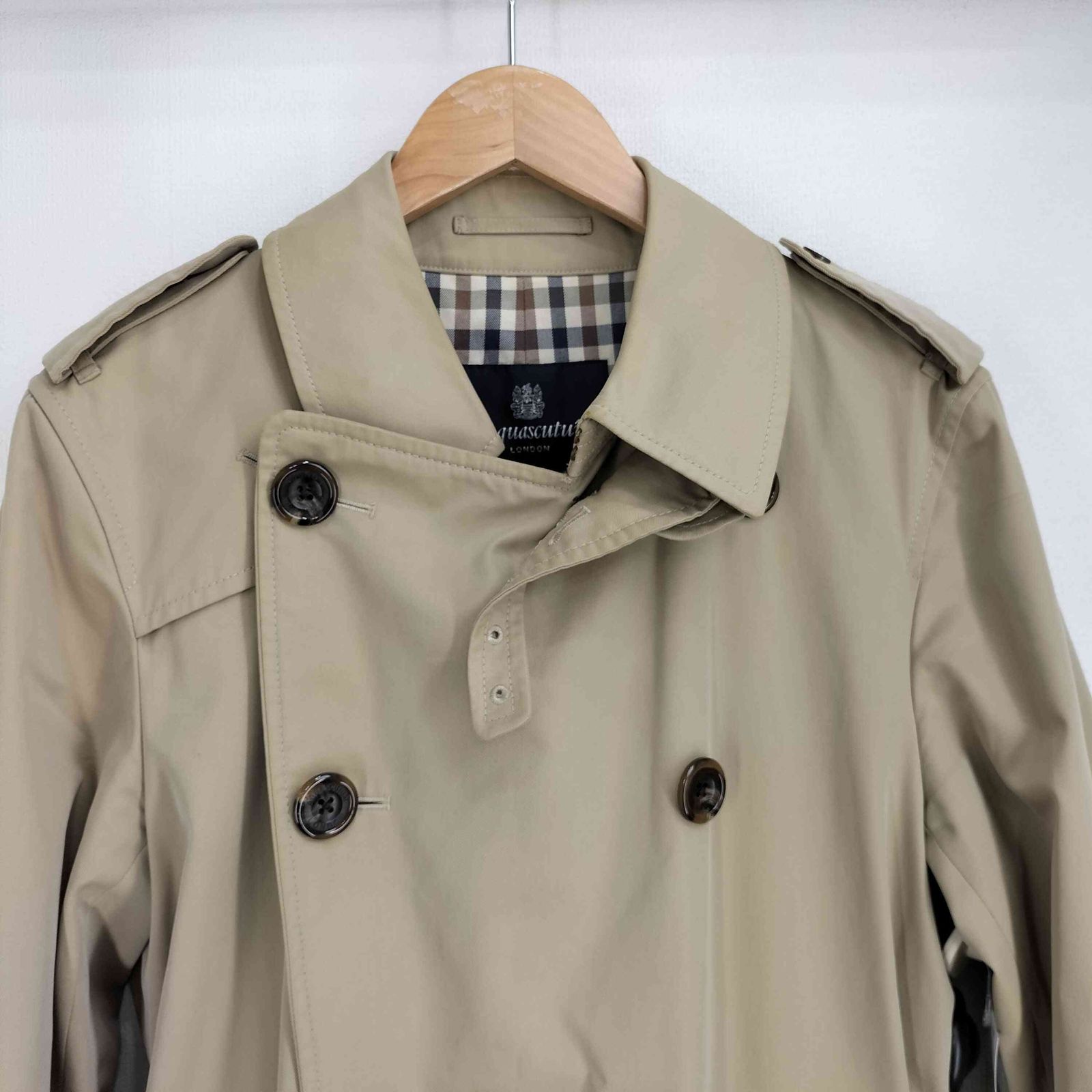 アクアスキュータム 良い AQUASCUTUM 裏地チェック トレンチコート