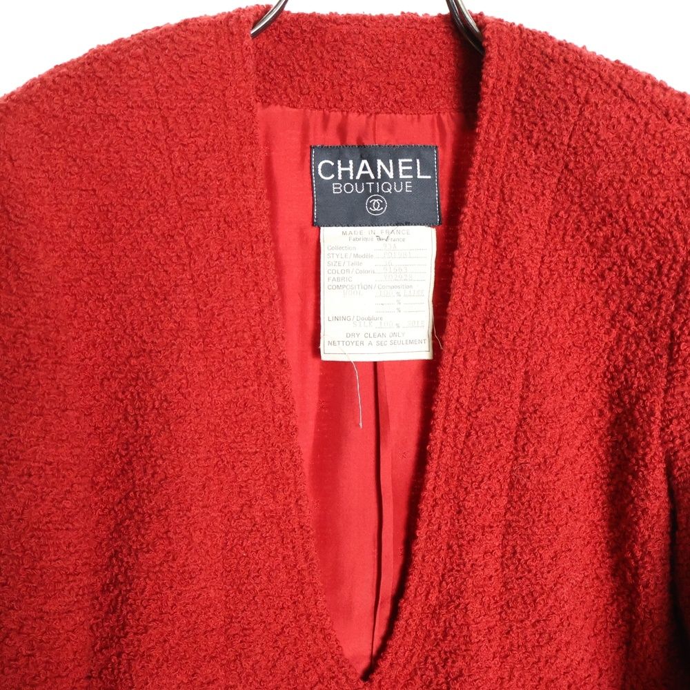 CHANEL (シャネル) 93AW ココマークボタン ウール ノーカラー 3B