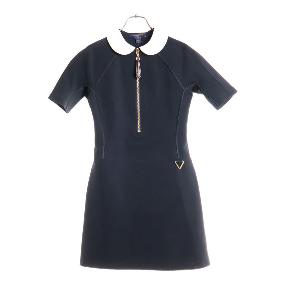 LOUIS VUITTON ルイヴィトン 24 SS テクニカルジャージーピーターパンカラードレス 半袖ワンピース ブラック レディース RW 241 WW G 72 FQDR 45