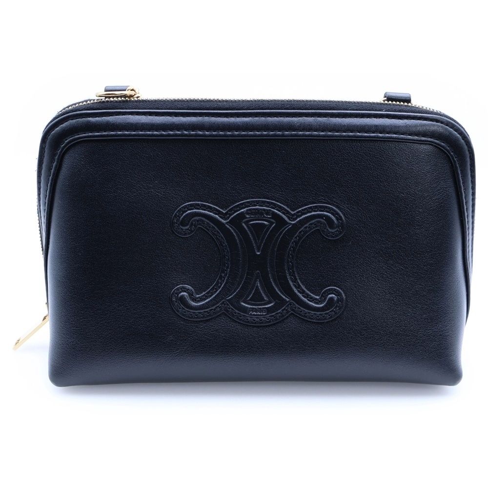 CELINE チェーン付きクラッチ　キュイル　トリオンフ　ブラック 追跡付き発送【CELINE】チェーンクラッチ キュイル トリオンフ (CELINE