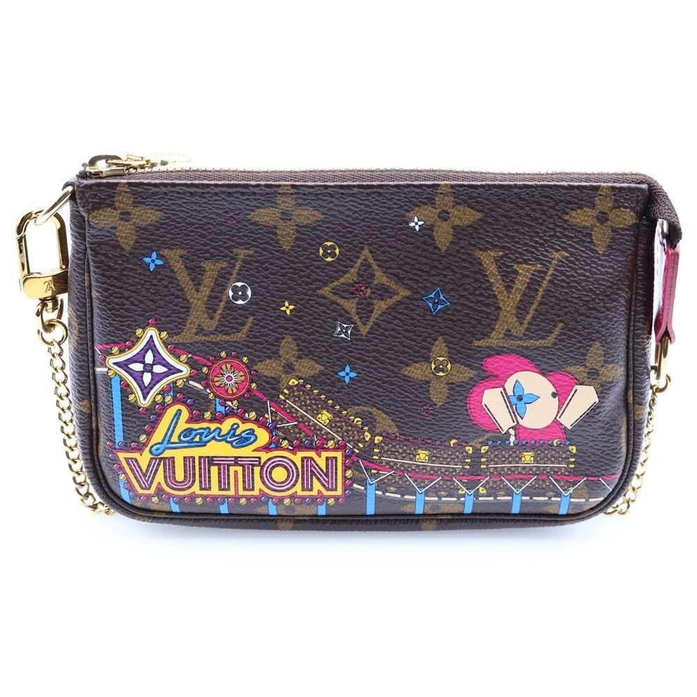 LOUIS VUITTON ルイヴィトン ミニポシェット アクセソワール ヴィヴィエンヌ ホリデー ポーチ 小物入れ ミニチェーンバッグ ブラウン×ピンク M69752 ゴールド金具