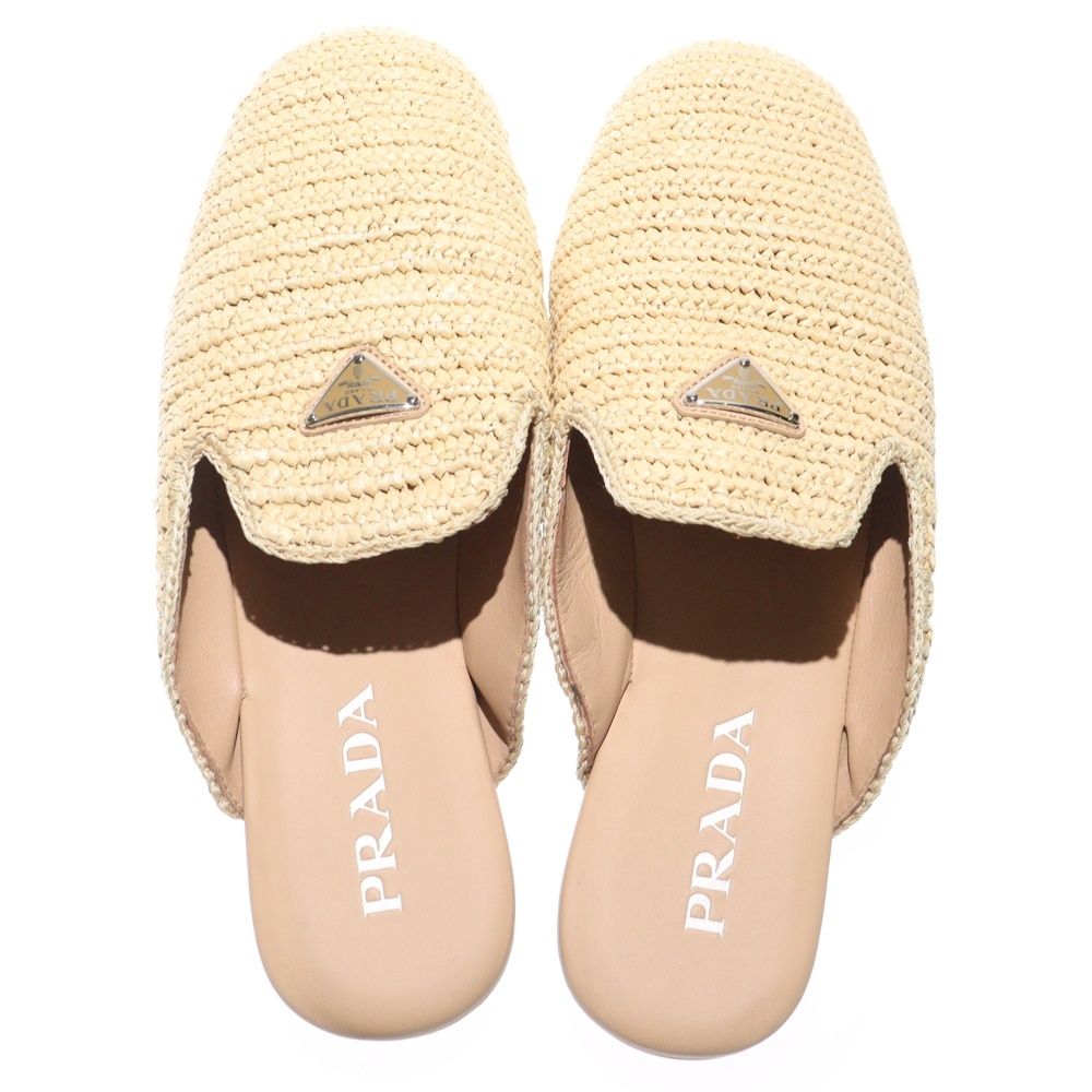 PRADA (プラダ) クロシェ ミュール サンダル ベージュ 2S2984 - メルカリ