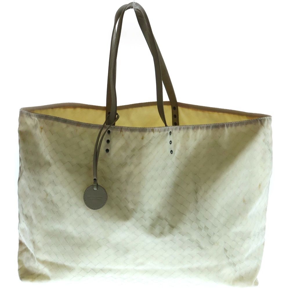 BOTTEGA VENETA ボッテガヴェネタ イントレチャート プリント ハンド トートバッグ ホワイト