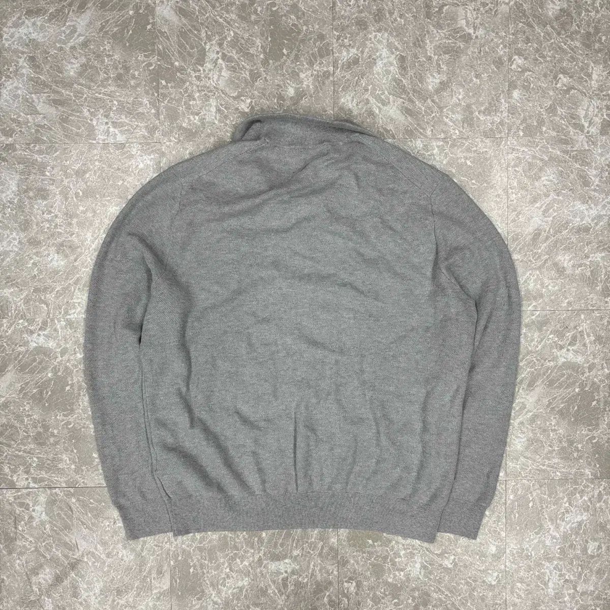 ポロラルフローレン コットンケーブルニット ハーフジップ グレー　現行タグ QR QRタグ ポロラルフローレン QRタグ グレー プルオーバー ハーフジップ