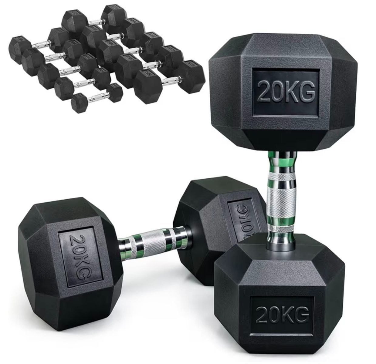 新品】□全国の大手ジムに多数導入□ 高密度ヘックスダンベル 20kg×2個