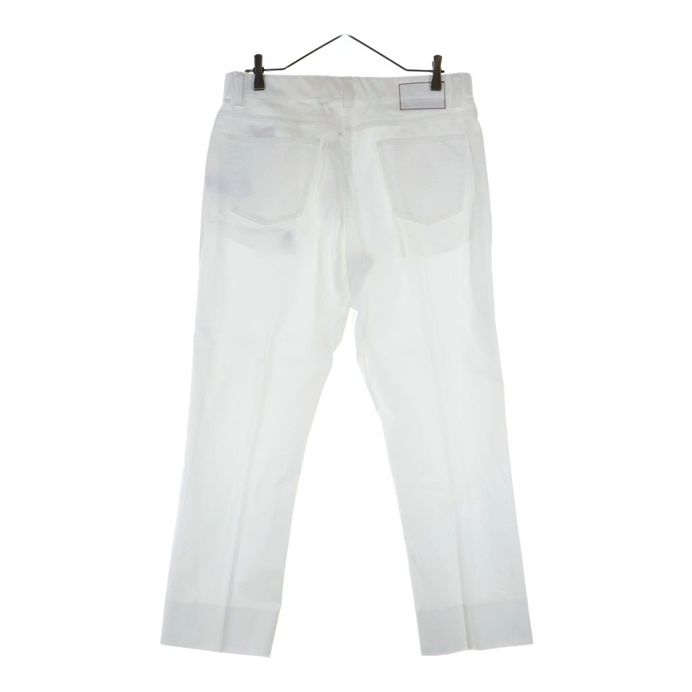 希少✨️エルメス ゴルチェ期ストレッチパンツ コットン 白 34 HERMES (エルメス) セリエ ボタンフライ レザーロゴパッチ コットン