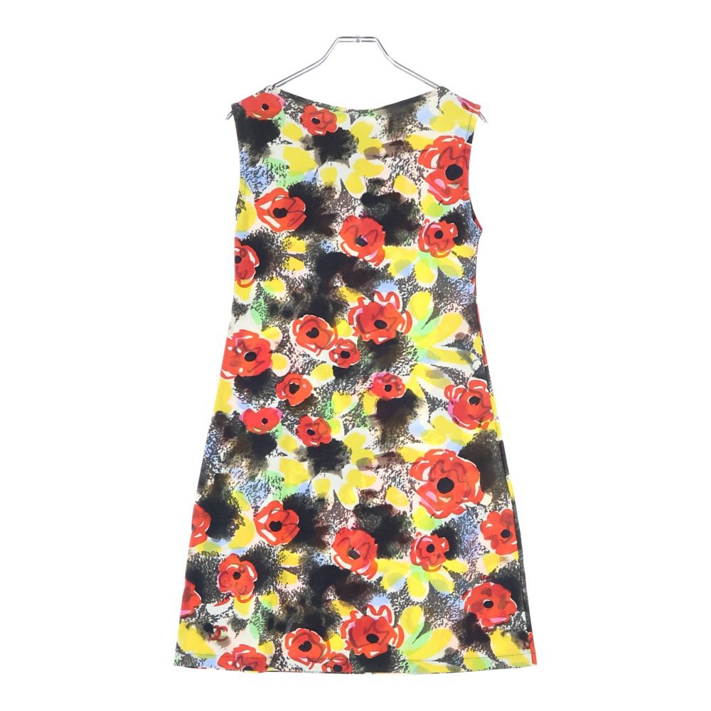 CHANEL シャネル 97 P スプリング カメリア グラフィック 総柄プリント ノースリーブ ミディアムワンピース ブラック レッド レディース